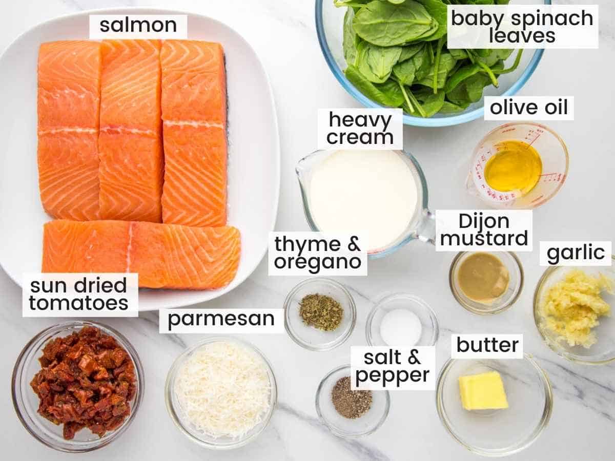 Ingredients needed to make tuscan salmon