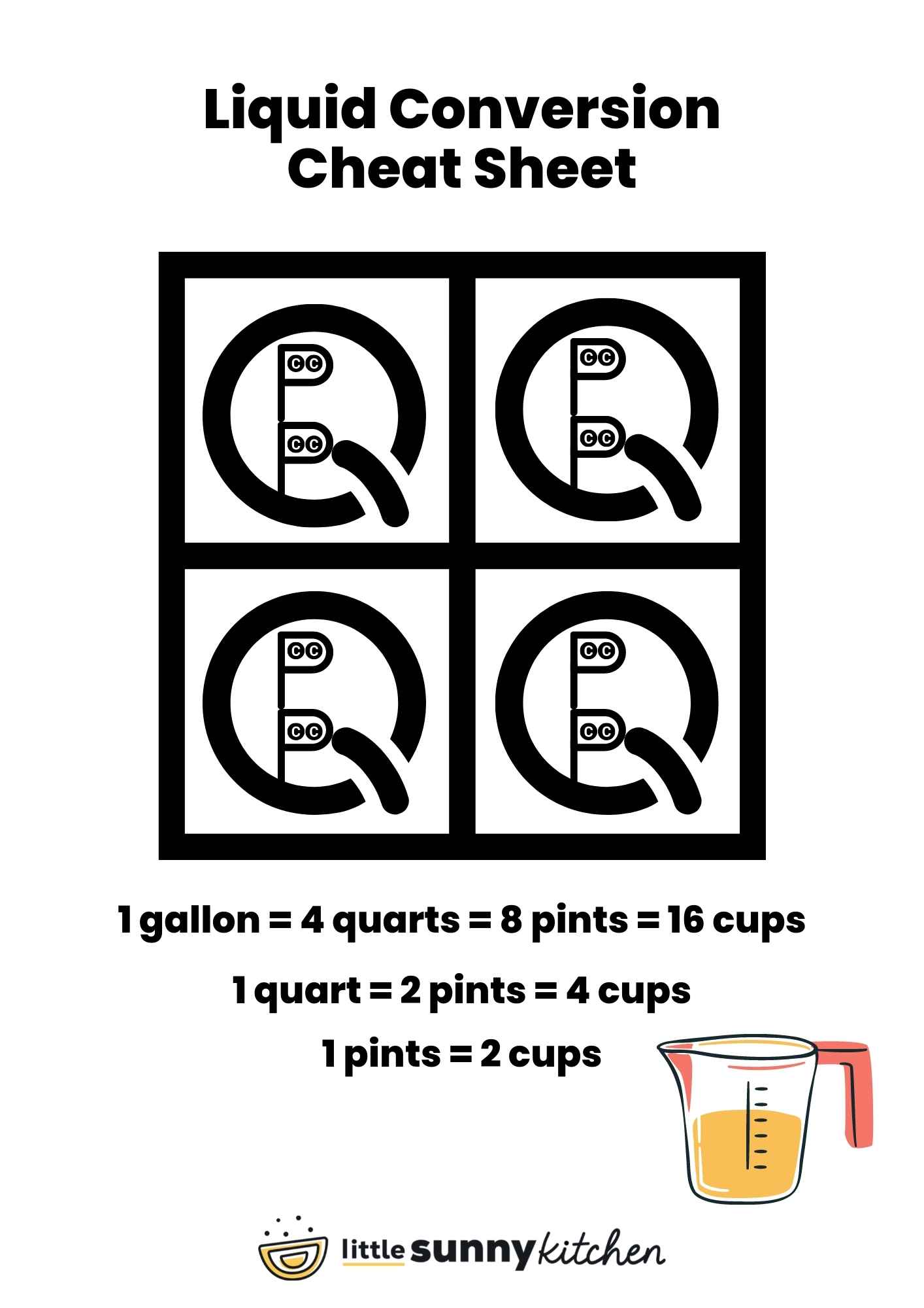 Printable Pints to Milliliters Conversion Chart