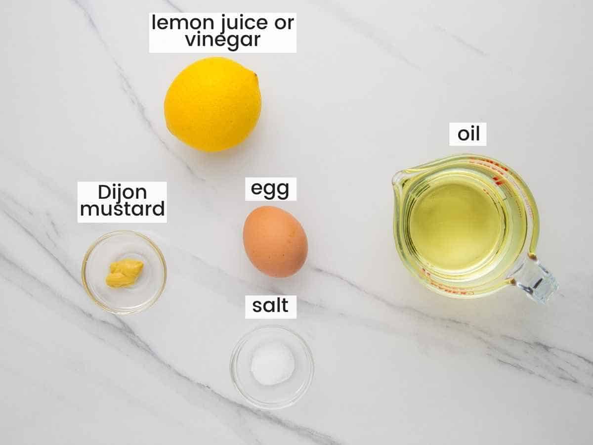 Ingredients needed to make homemade mayo