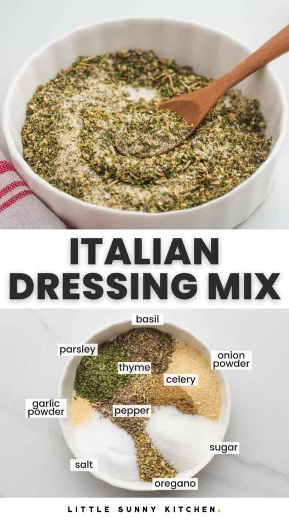 Italian dressing mix, 2 images and overlay text that says "Italian dressing mix"