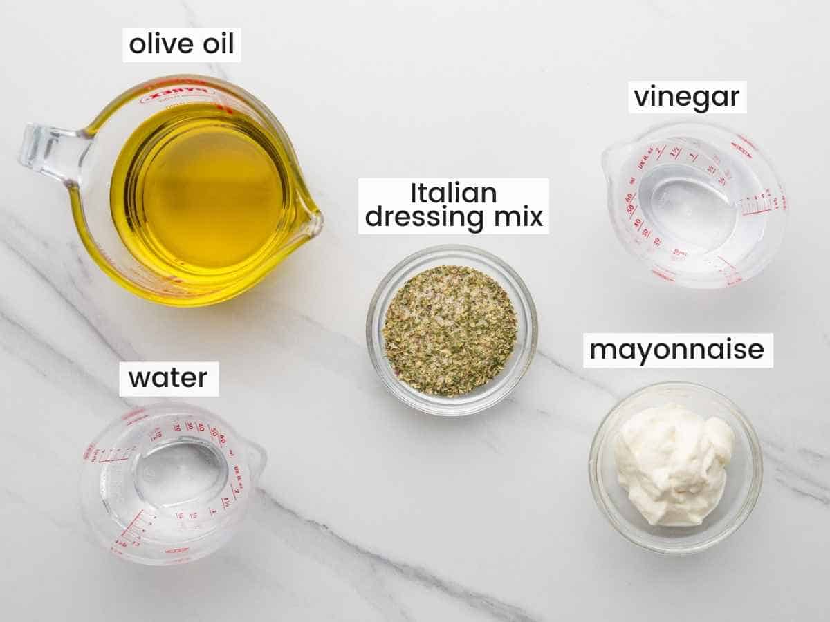 Ingredients needed for making olive garden salad dressing