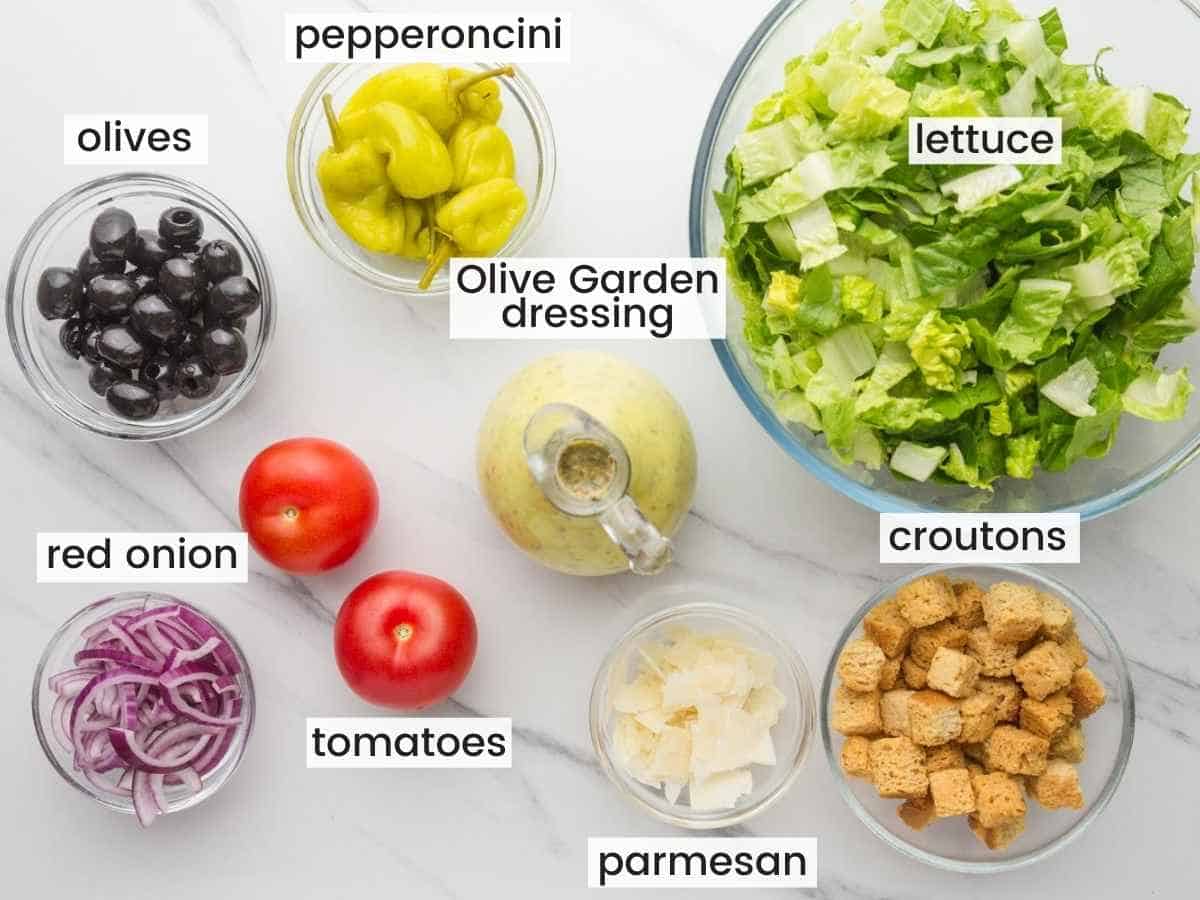 Ingredients needed for making olive garden's salad