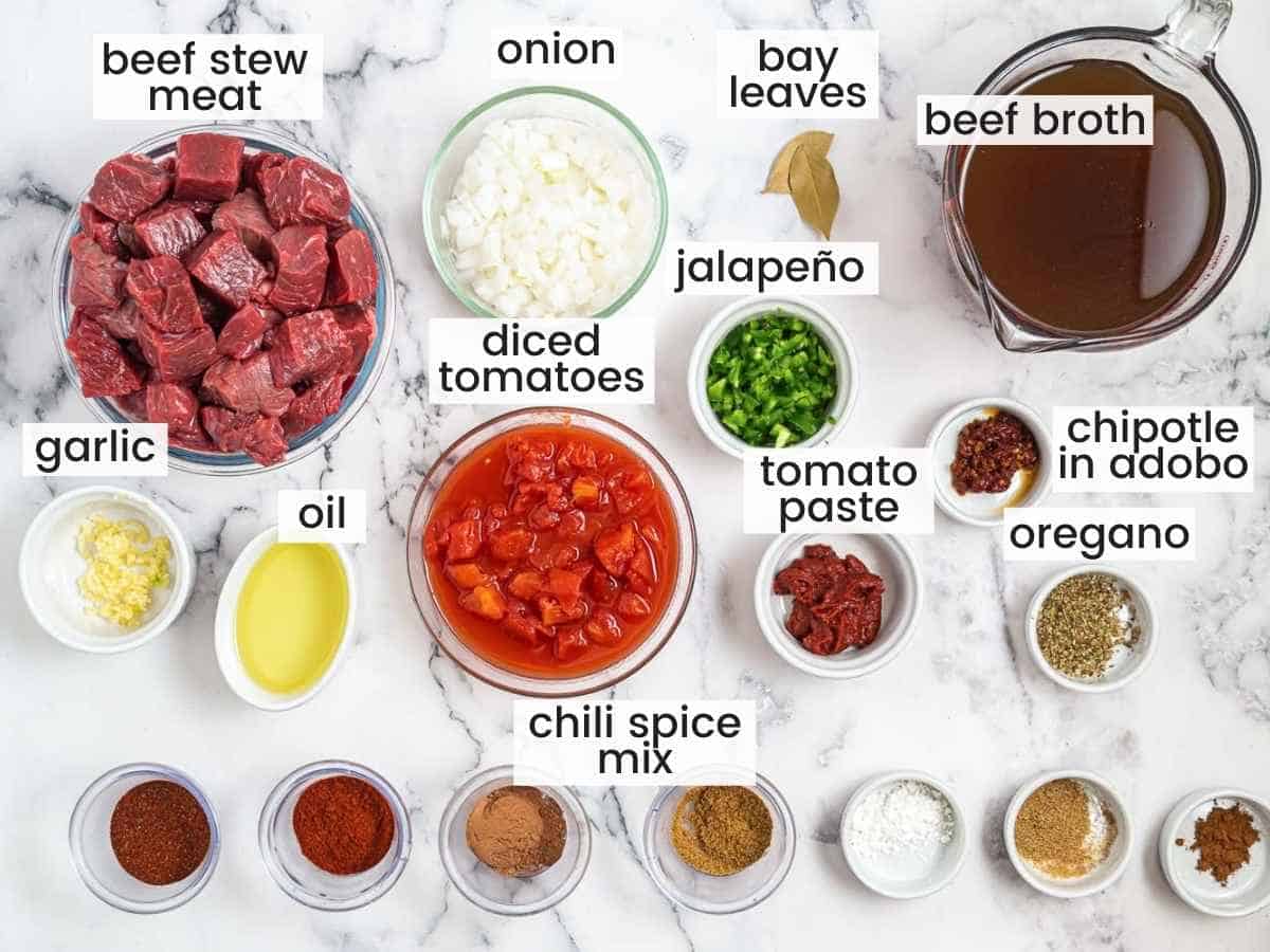 ingredients needed for making texas chili