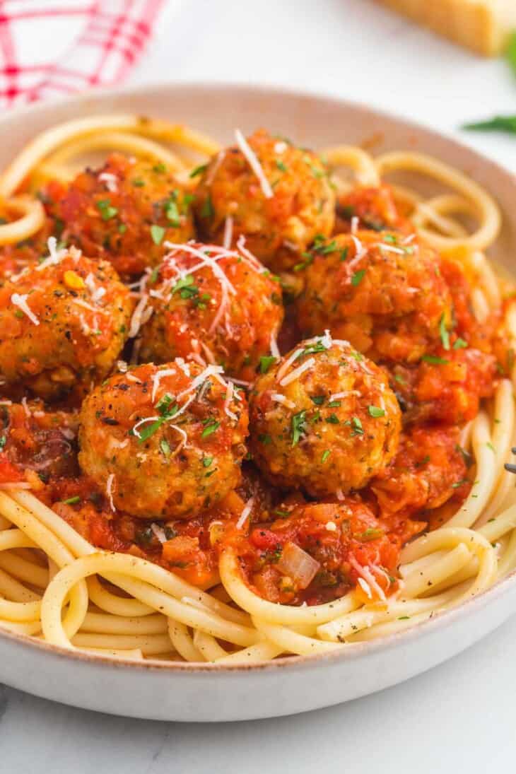 baked turkey meatballs lean Italian seasonings tender juicy classic versatile pasta subs soups pizza topping family