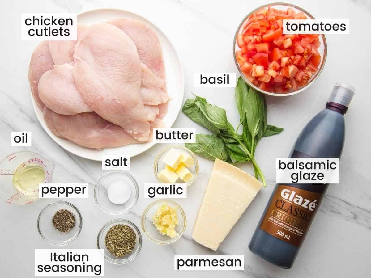 Ingredients needed to make Bruschetta Chicken