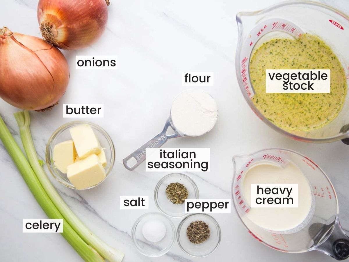Ingredients needed to make cream of onion soup