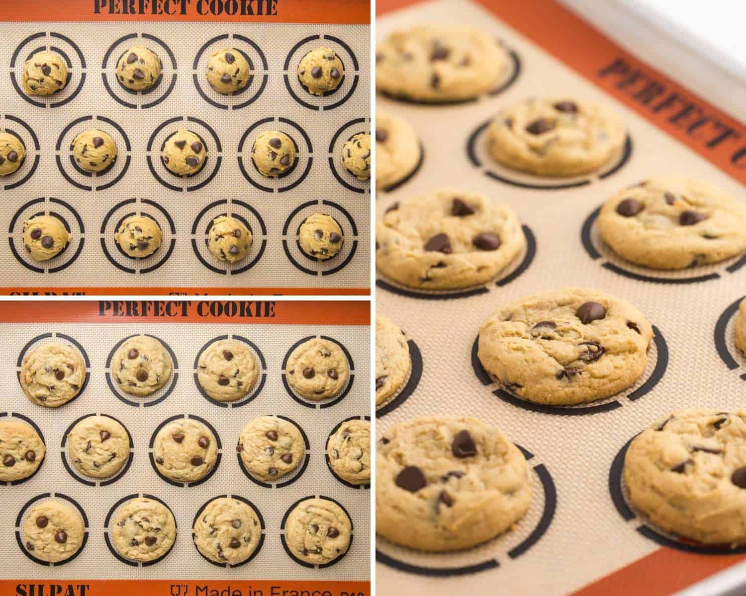 photo collage showing 3 steps needed to making chocolate chip pudding cookies