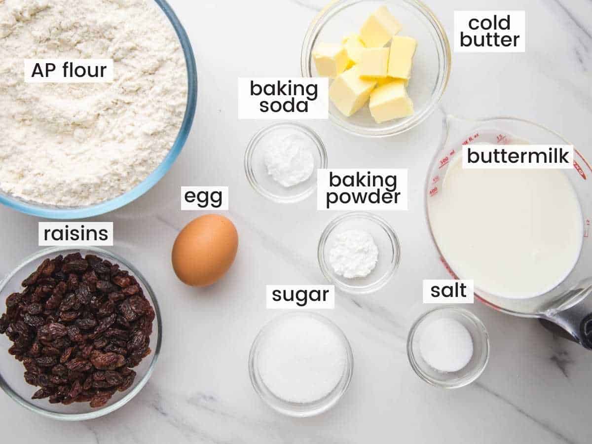 Ingredients needed to make irish soda bread