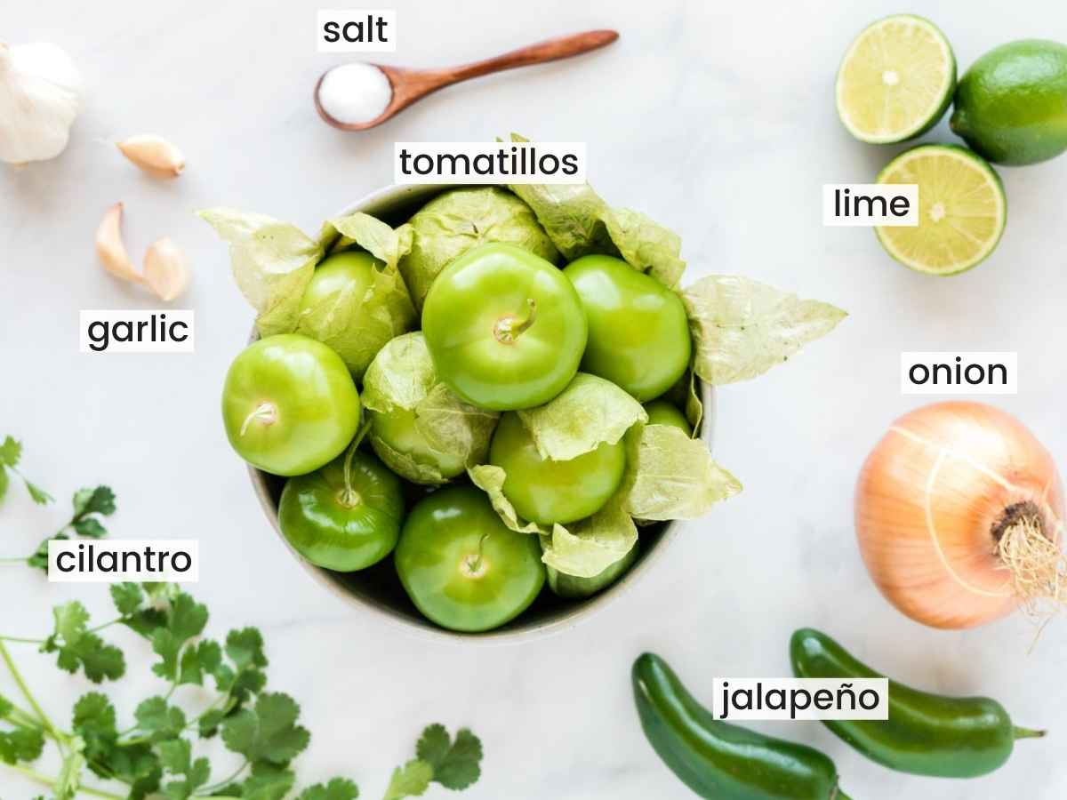 Ingredients needed to make salsa verde