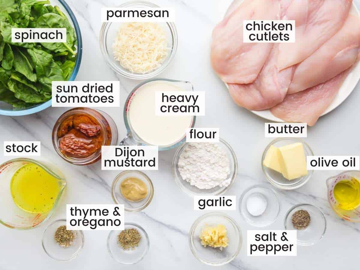 Ingredients needed to make tuscan chicken