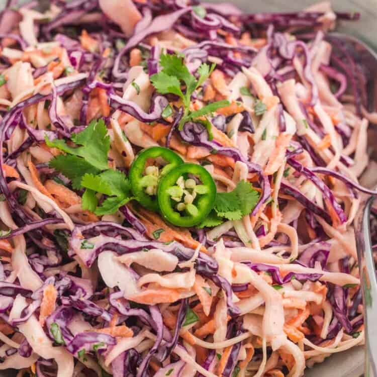 cabbage slaw topped with jalapeno and cilantro