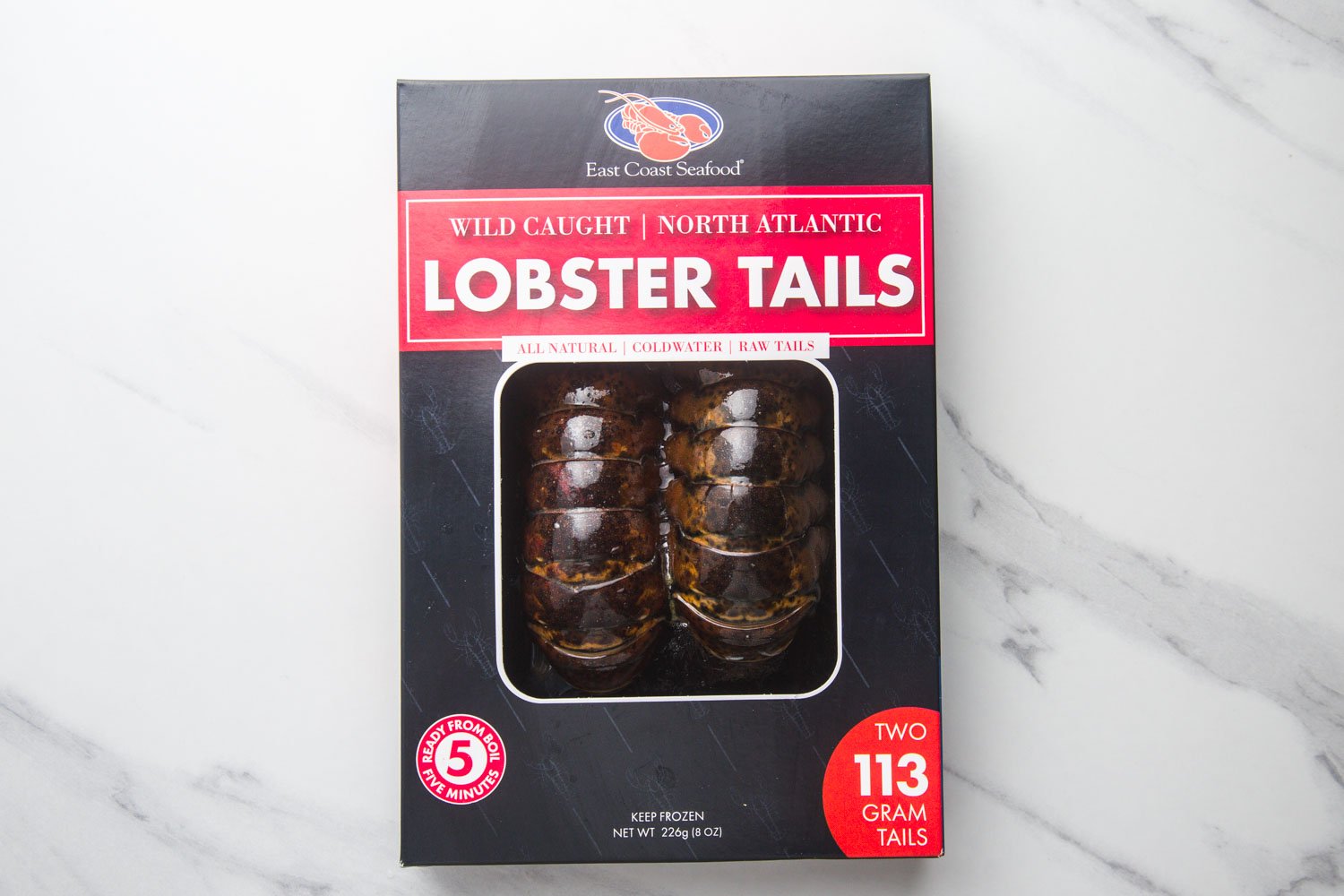 2 lobster tails packaged