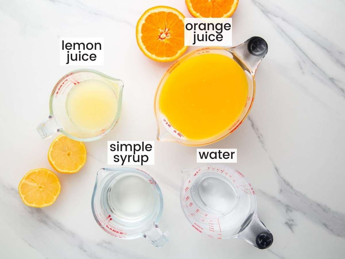 Ingredients needed to make orangeade