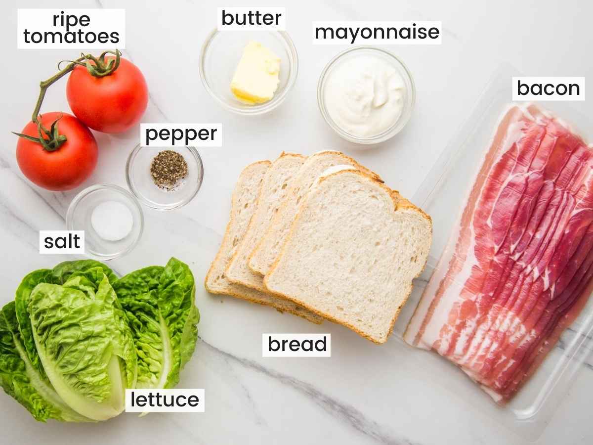 Ingredients needed to make a BLT sandwich