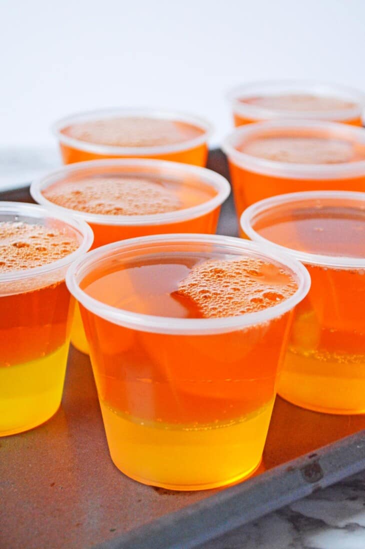 Layered Candy Corn Jello Cups - Little Sunny Kitchen