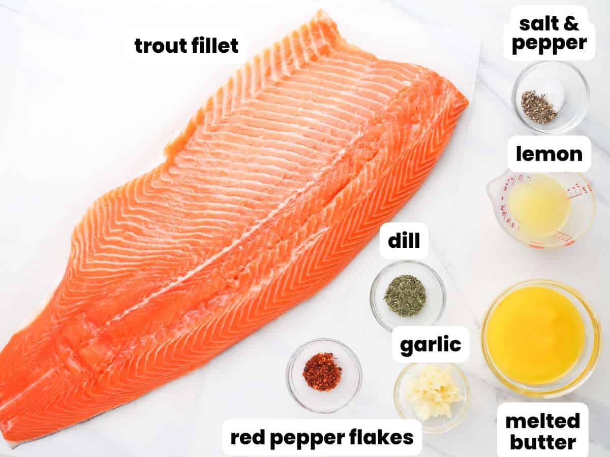 Ingredients needed to bake a fillet of trout in the oven