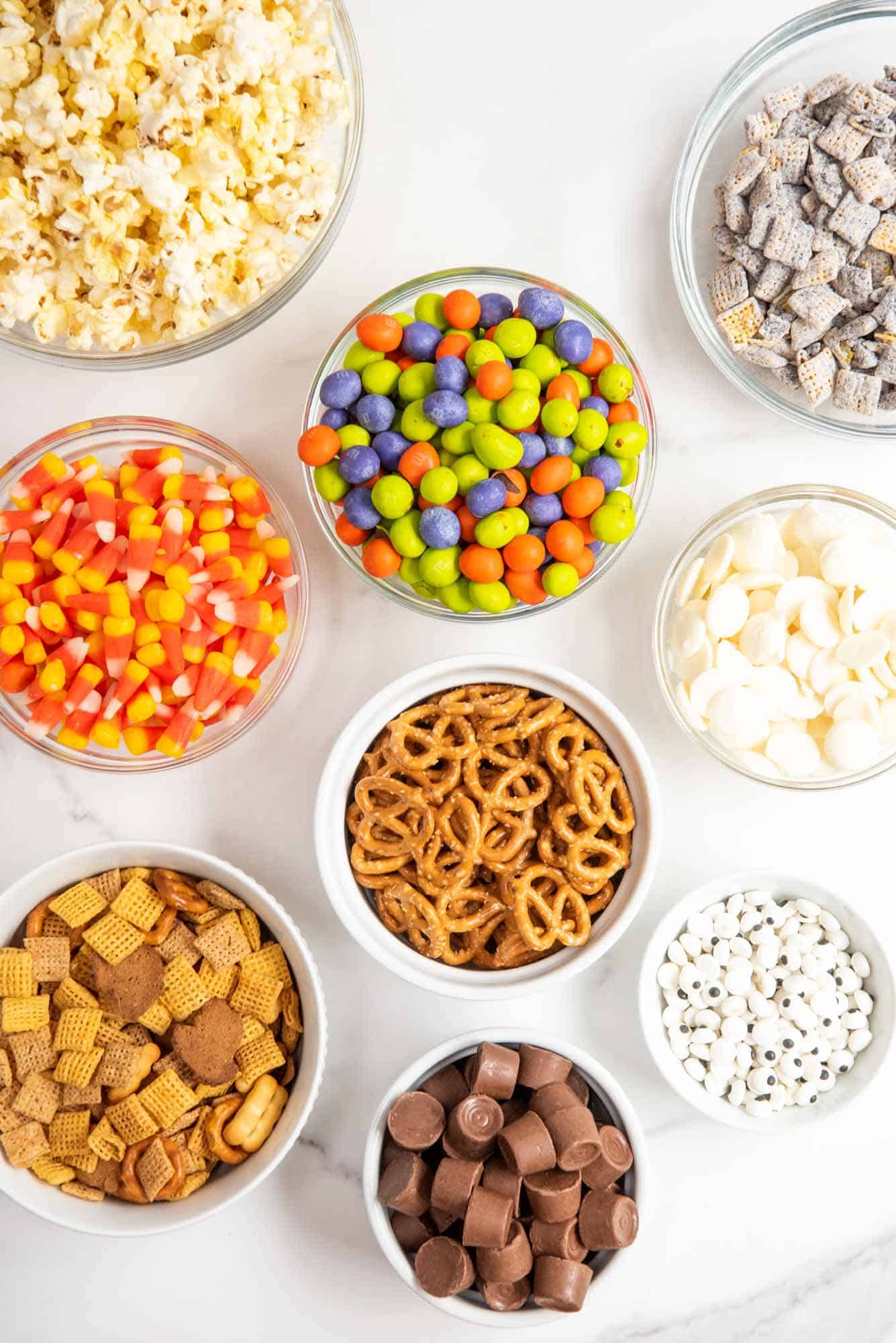 Ingredients needed to make halloween chex mix