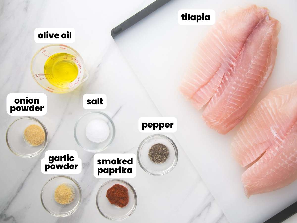 Ingredients needed to make air fried tilapia
