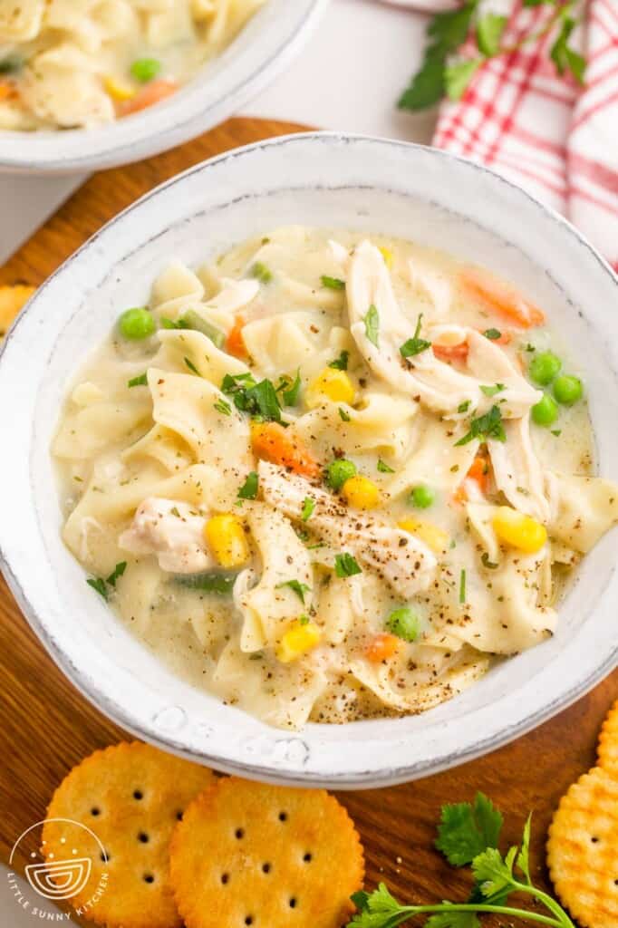 Simple Crockpot Chicken and Noodles - Little Sunny Kitchen