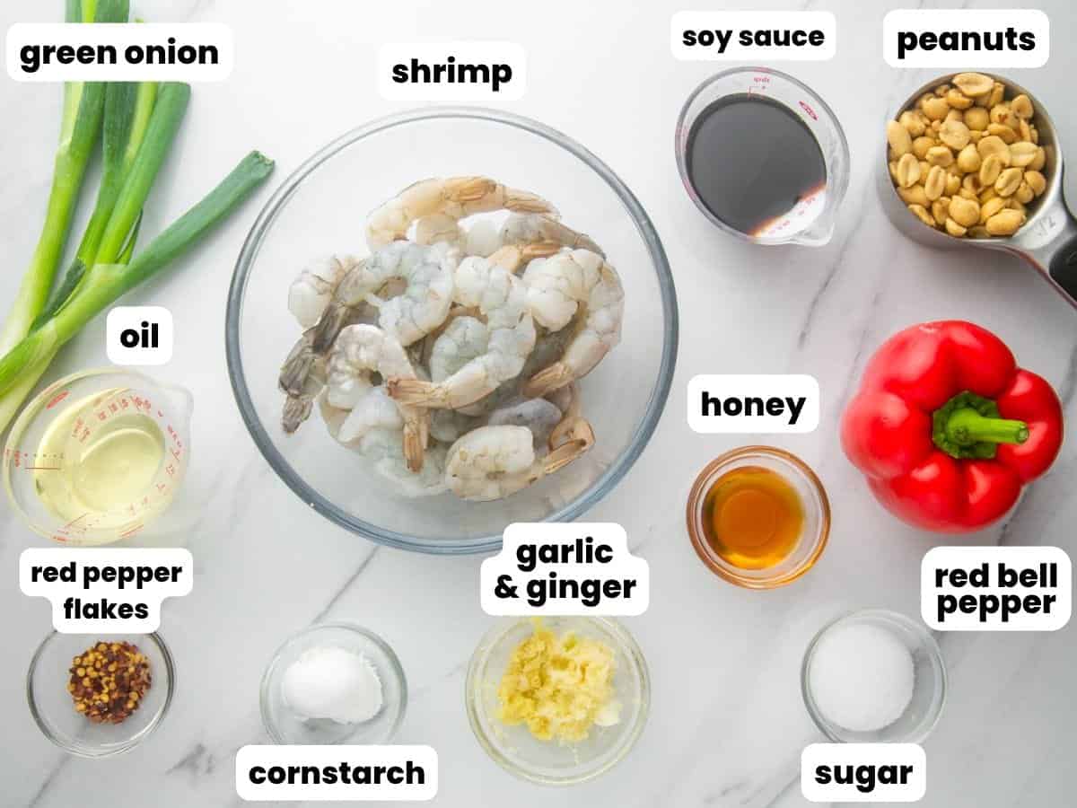 Ingredients needed to make kung pao shrimp