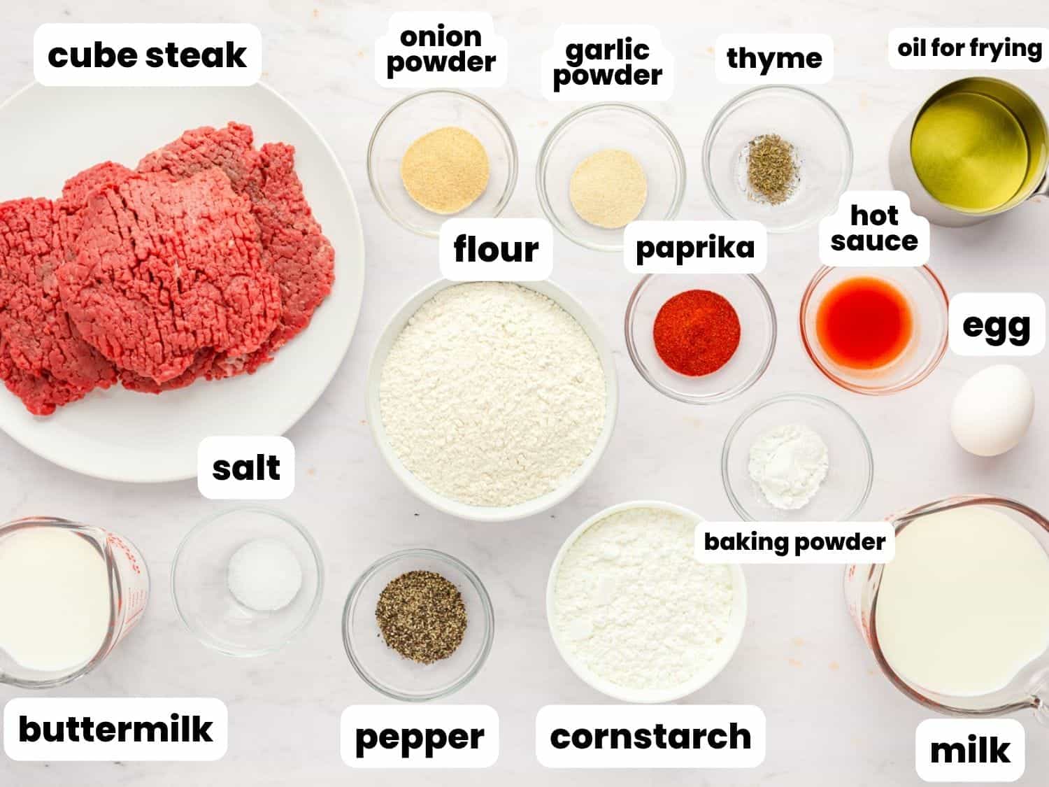 Ingredients needed to make chicken fried steak