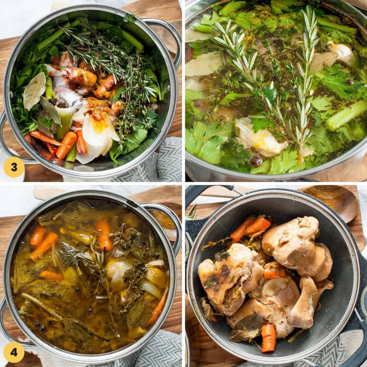 a collage of images showing how to make beef bone broth.