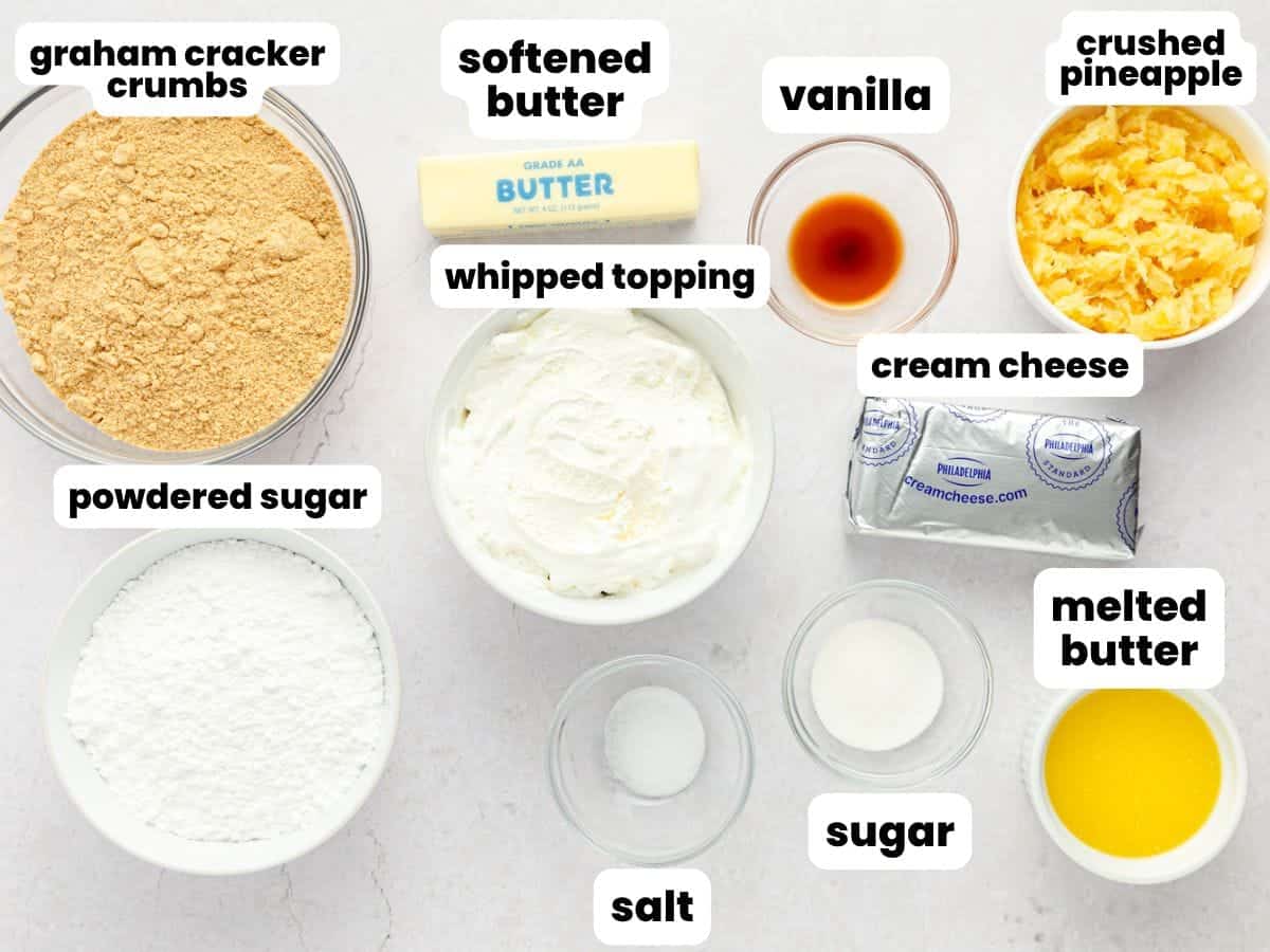 Ingredients needed to make pineapple dream dessert