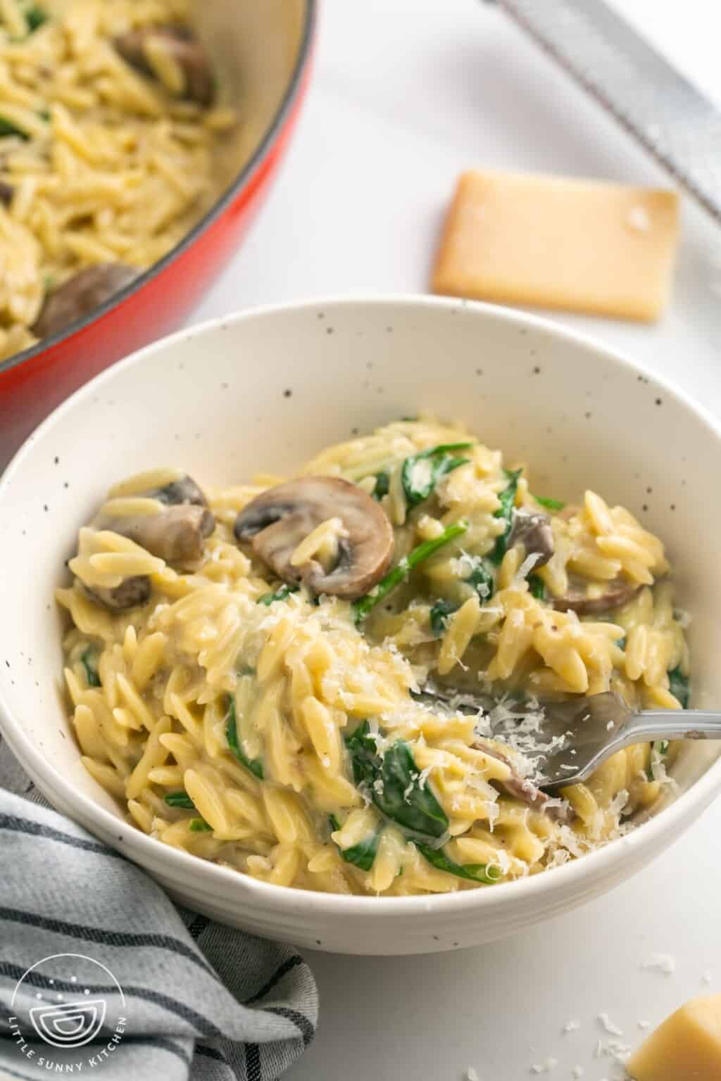 Creamy Mushroom Spinach Orzo