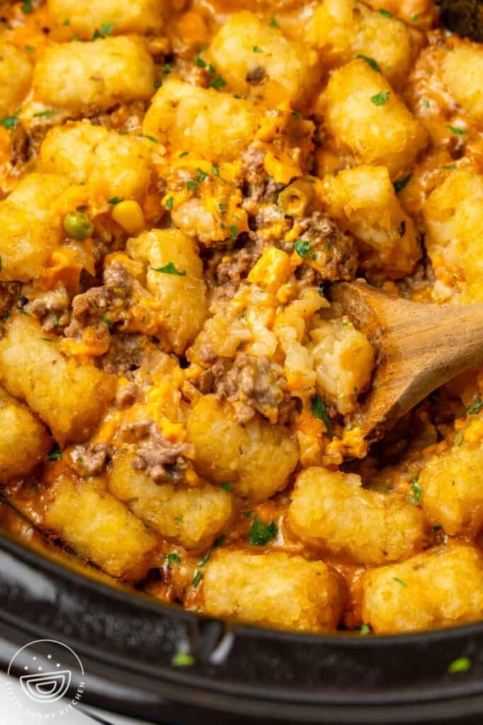 The Best Crock Pot Tater Tot Casserole Little Sunny Kitchen 7145