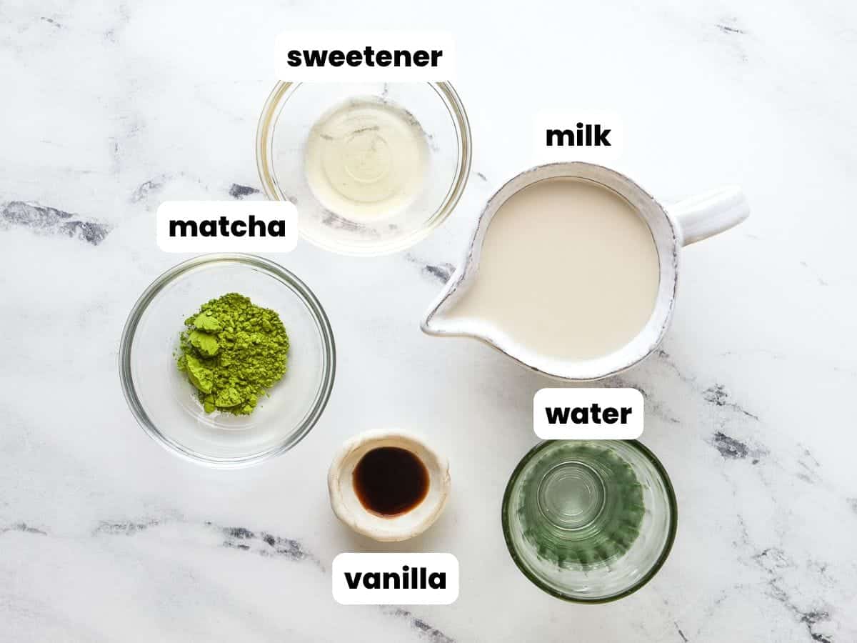 Ingredients needed to make a matcha latte