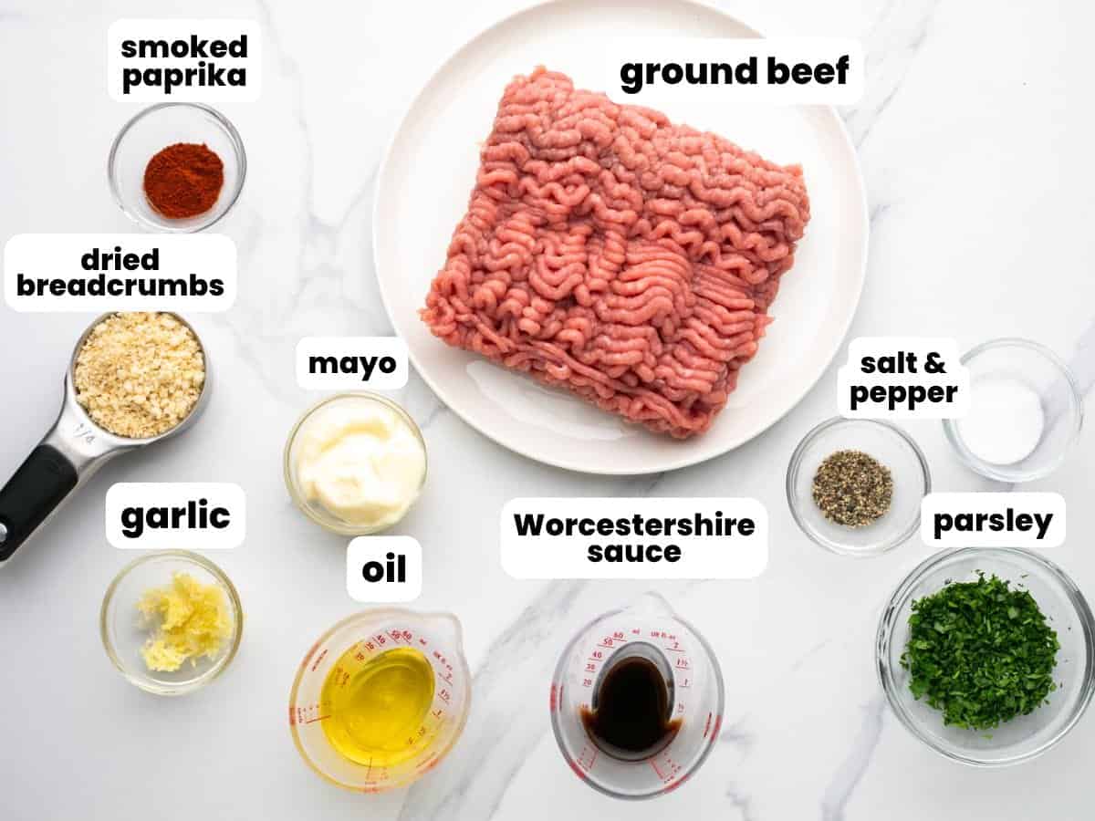 Ingredients needed for making turkey burgers