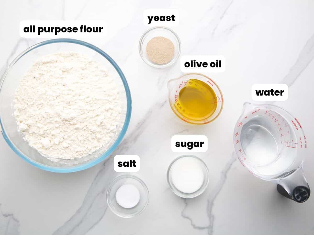 Ingredients needed to make manakish dough