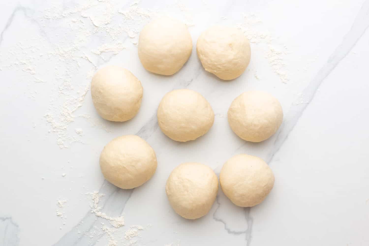 Dough divided into 8 balls
