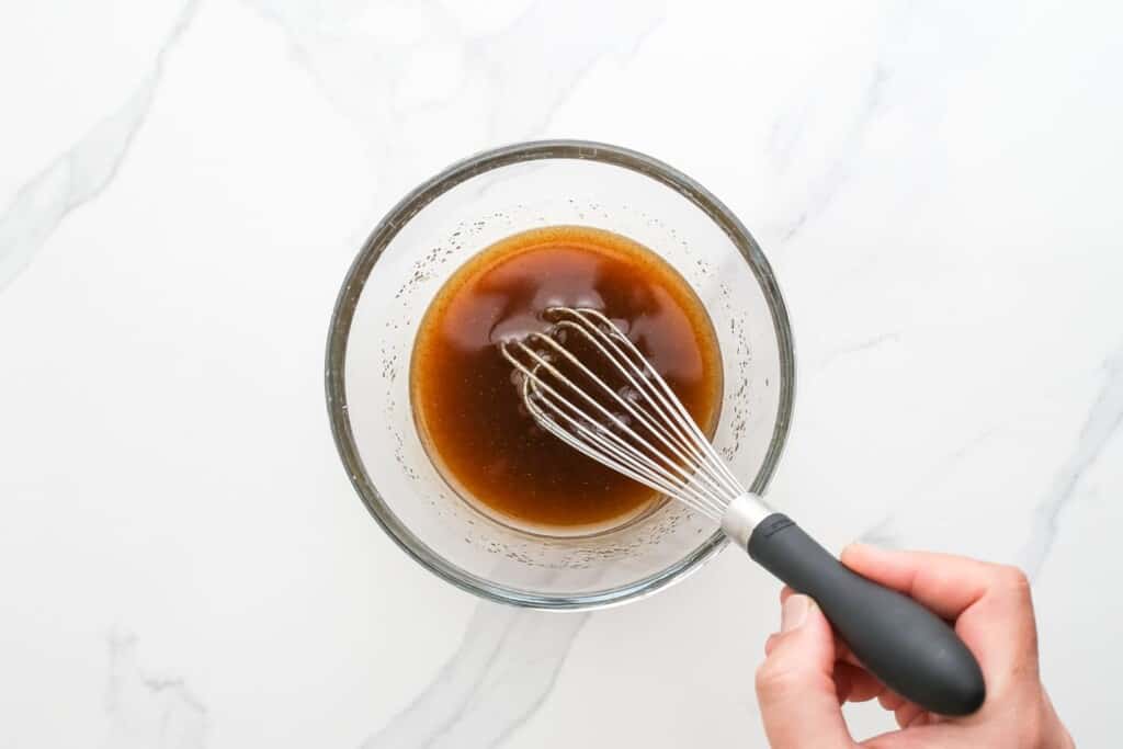 Mixing the butter brown sugar sauce in a bowl