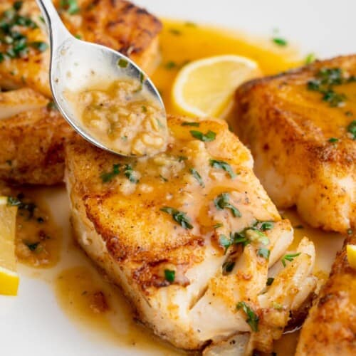 Lemon Butter Pan Seared Cod Recipe - Little Sunny Kitchen