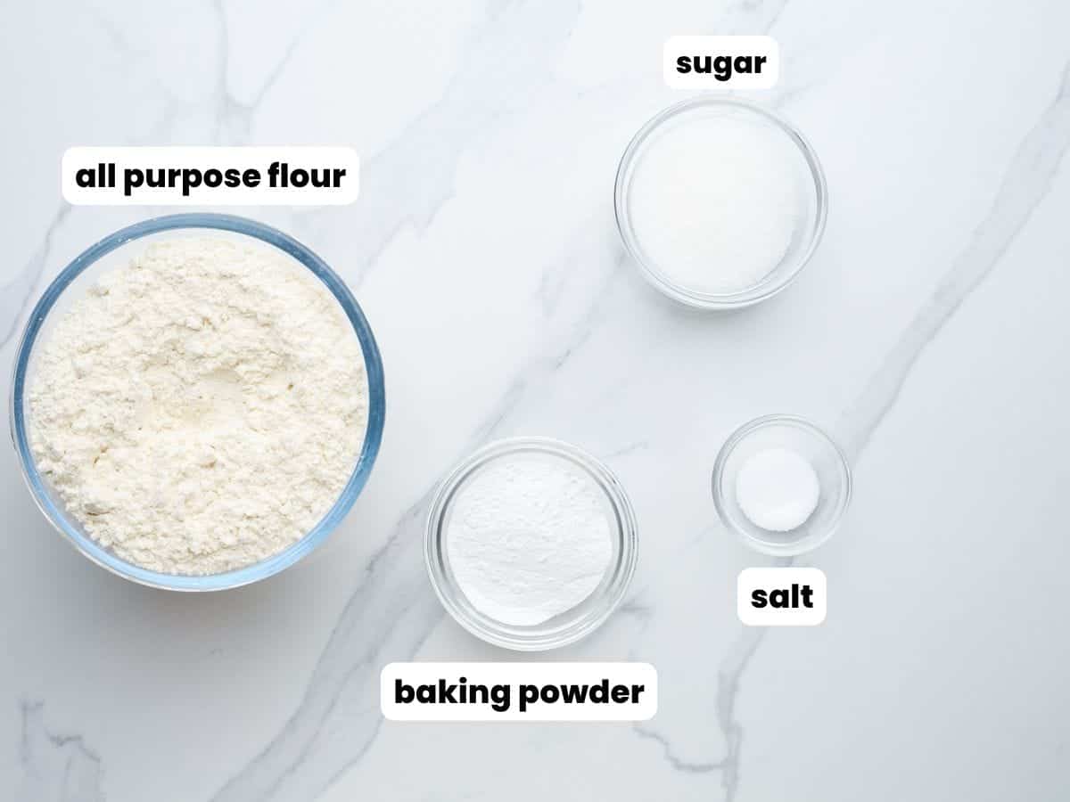 The ingredients in DIY pancake mix.