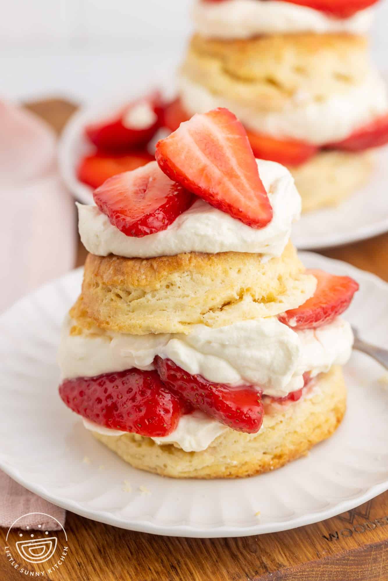 Strawberry shortcake on a small white plate