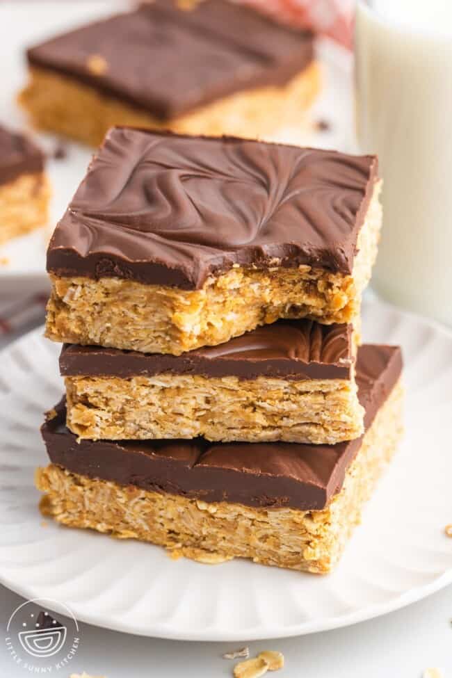 Easy Chocolate Peanut Butter Oatmeal Bars Little Sunny Kitchen
