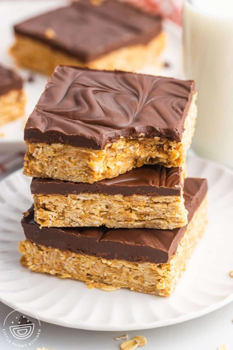 Easy Chocolate Peanut Butter Oatmeal Bars Little Sunny Kitchen