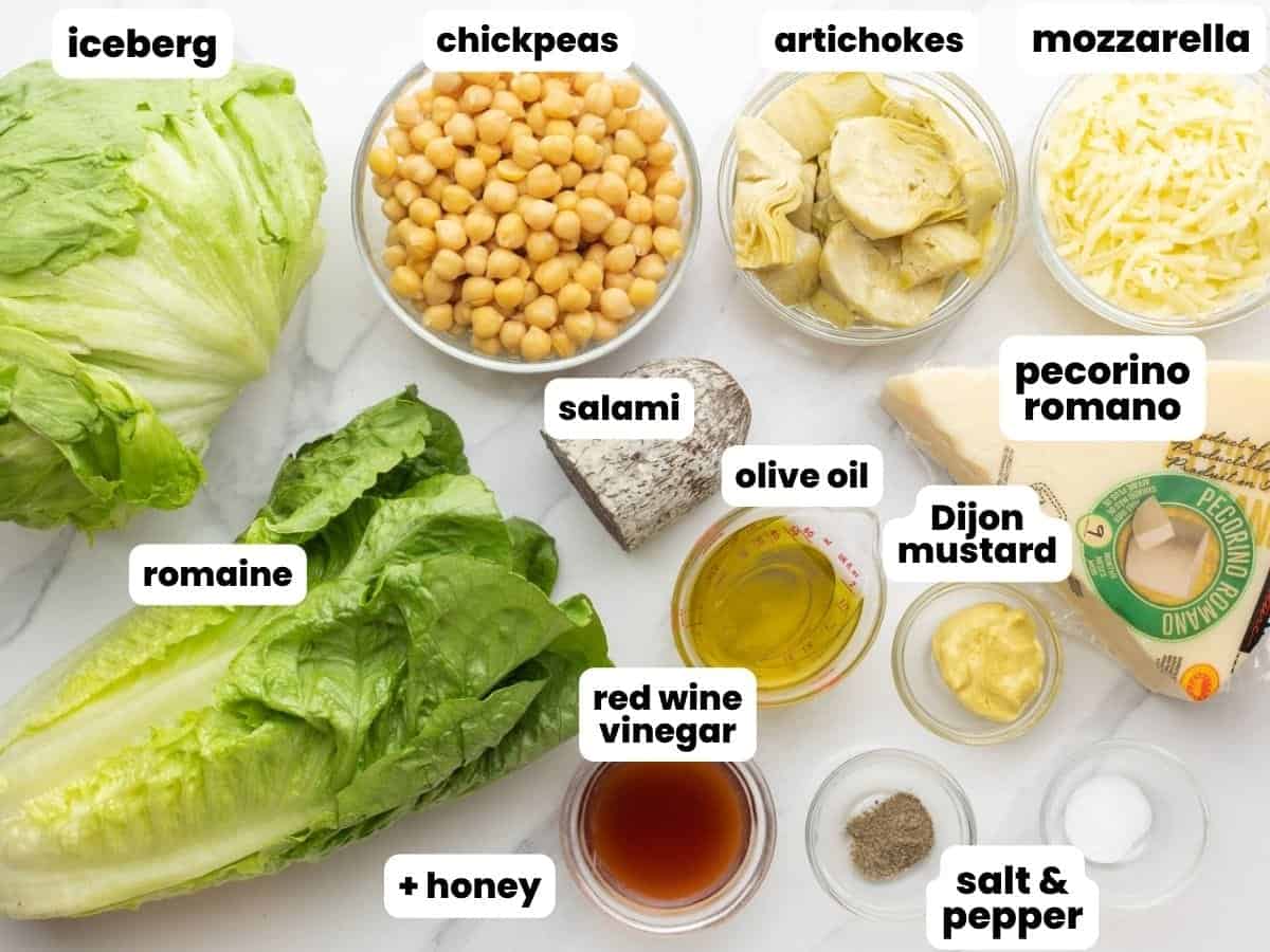 Ingredients needed to make la scala chopped salad