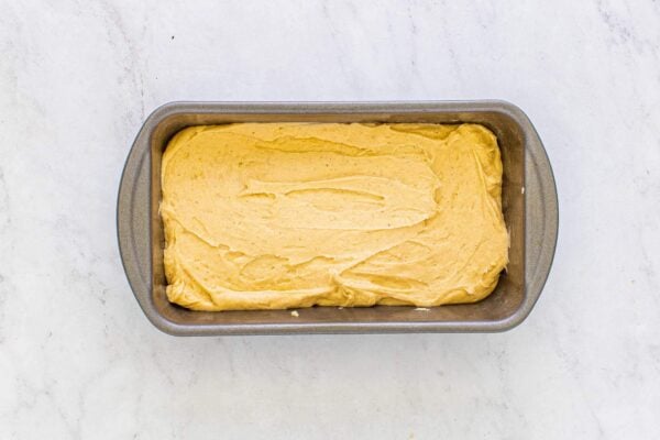 Batter in a loaf pan