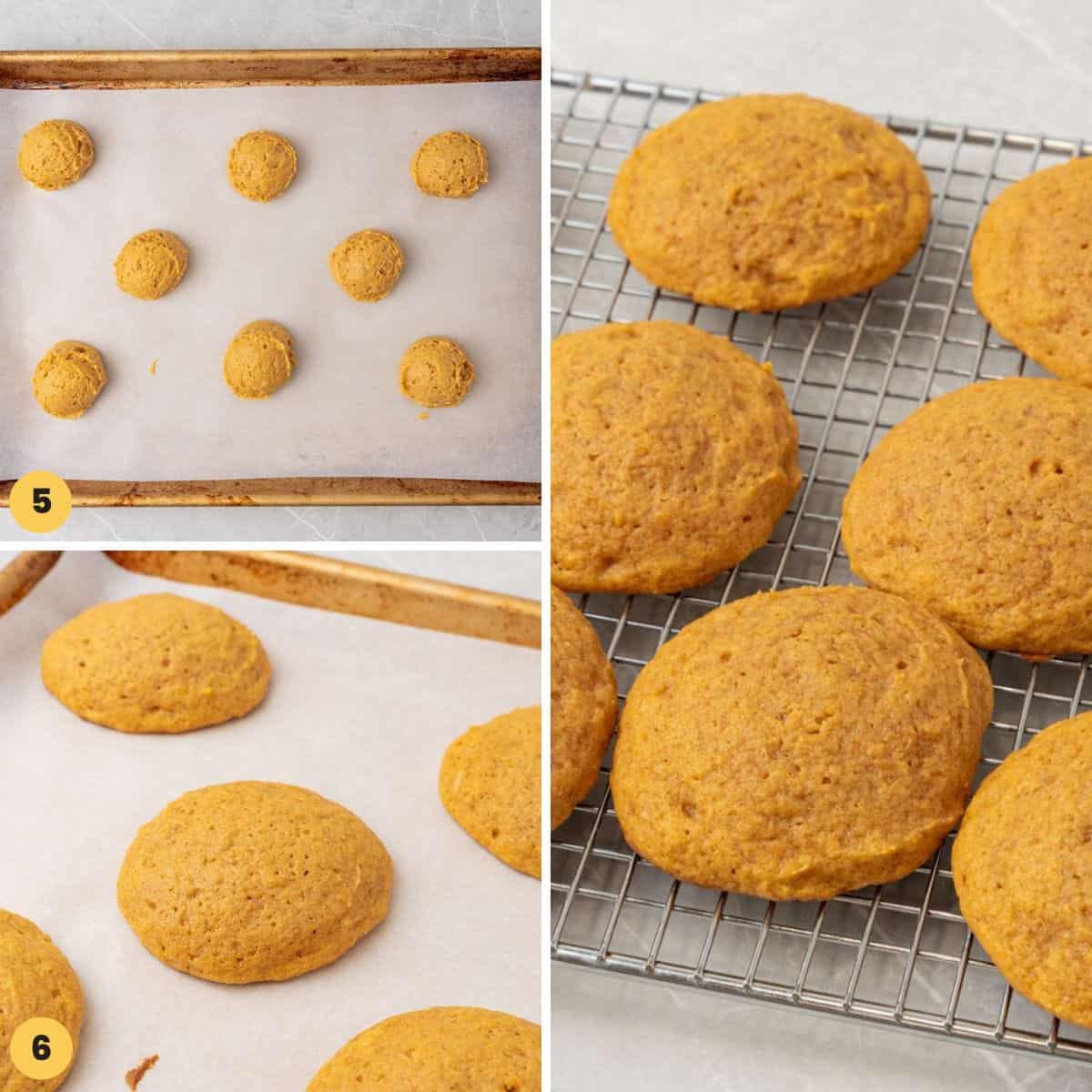 a collage of three images showing how to bake pumpkin whoopie pies