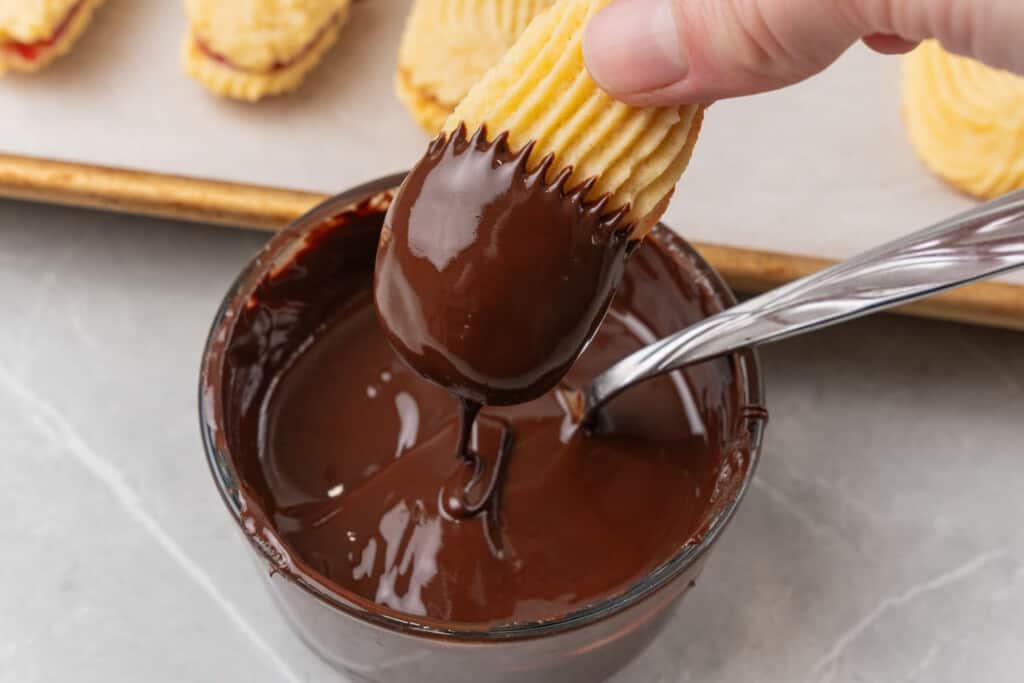 How to dip cookies into melted chocolate
