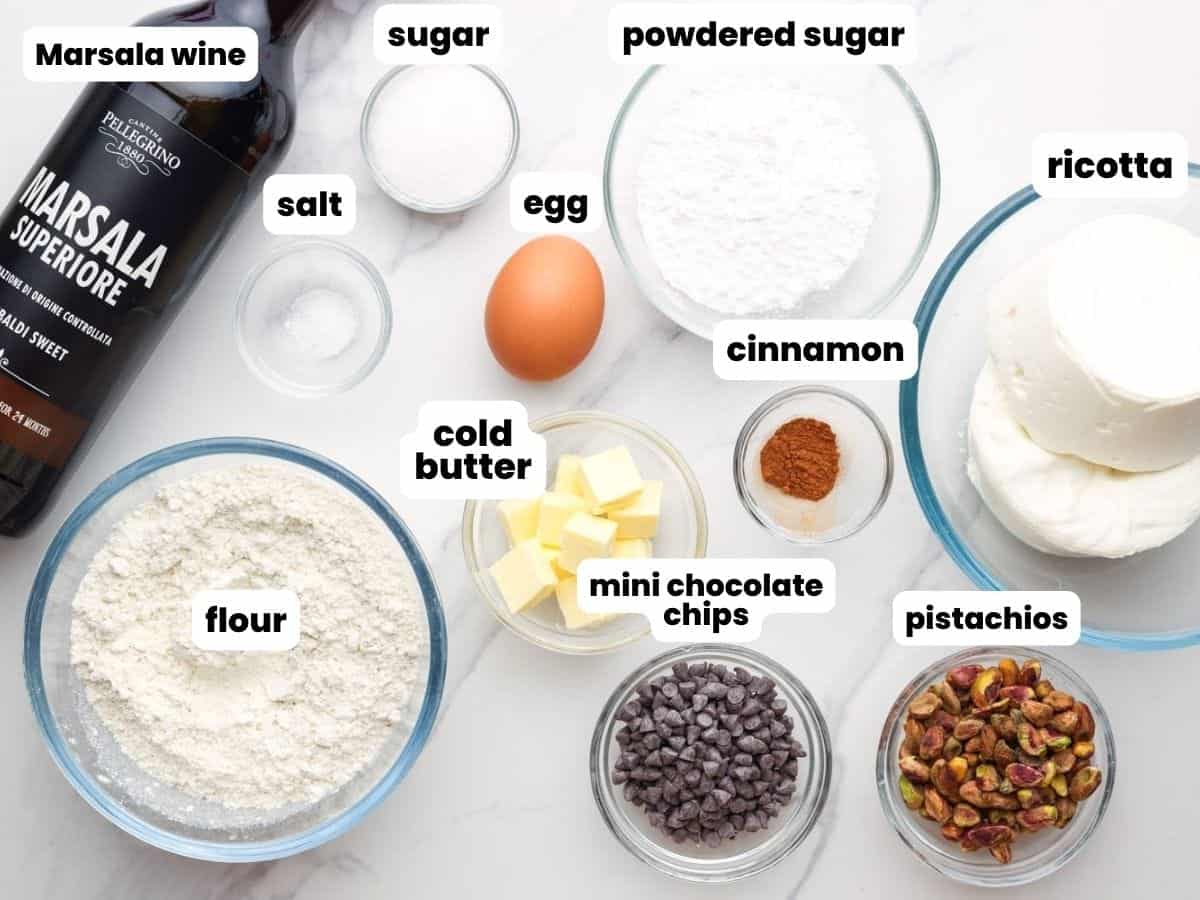 the ingredients needed to make homemade cannoli