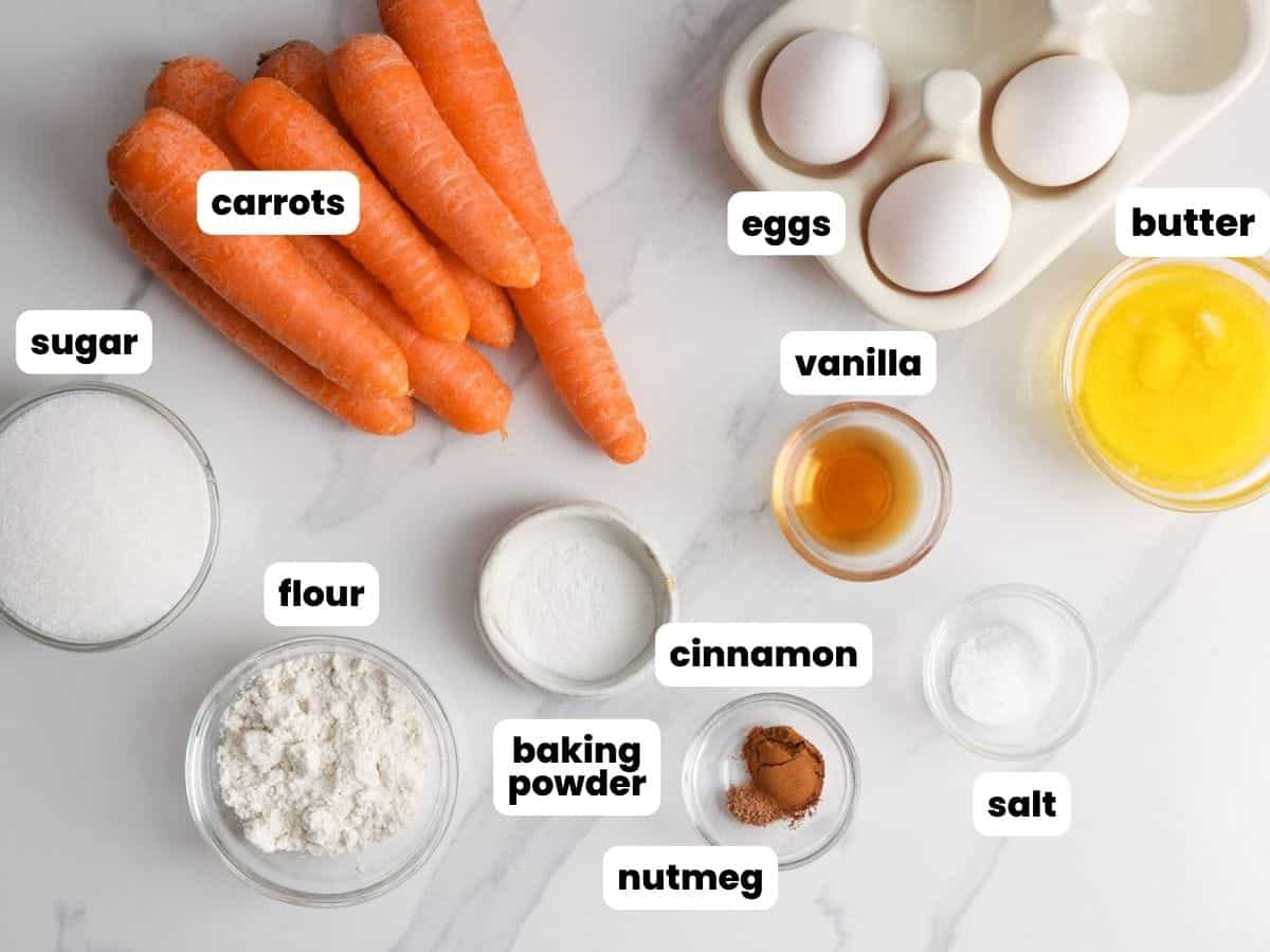 Ingredients needed to make carrot souffle