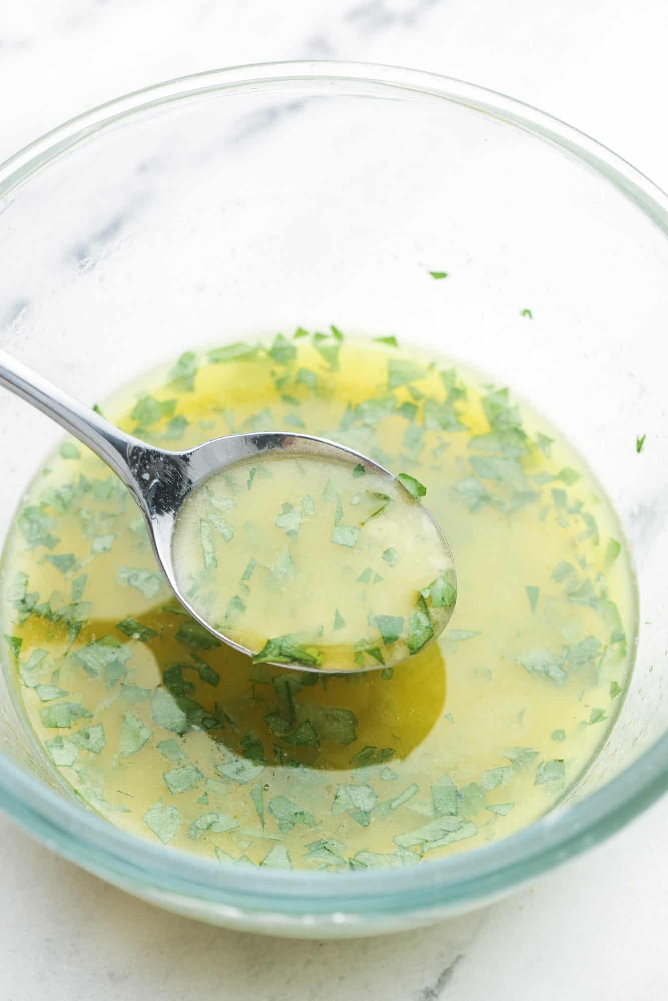 melted butter with garlic and parsley