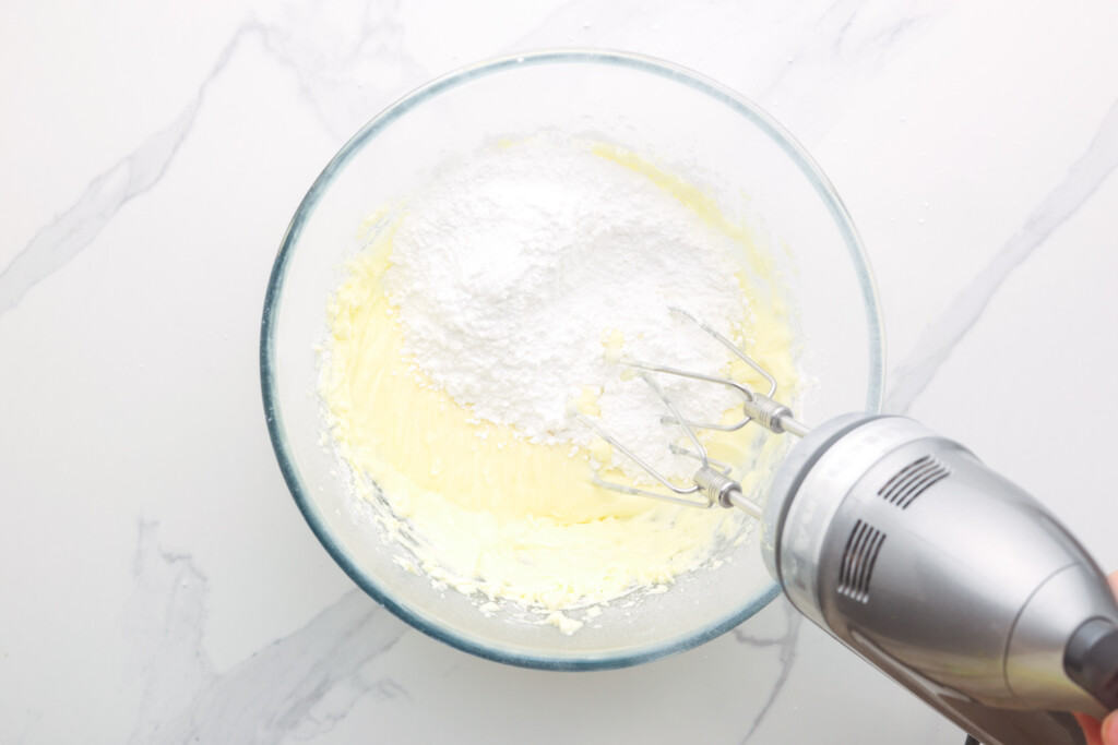 cream cheese and sugar mixture for cream cheese minutes in a mixing bowl.