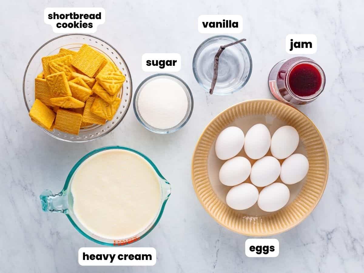 Ingredients needed to make creme brulee trifles