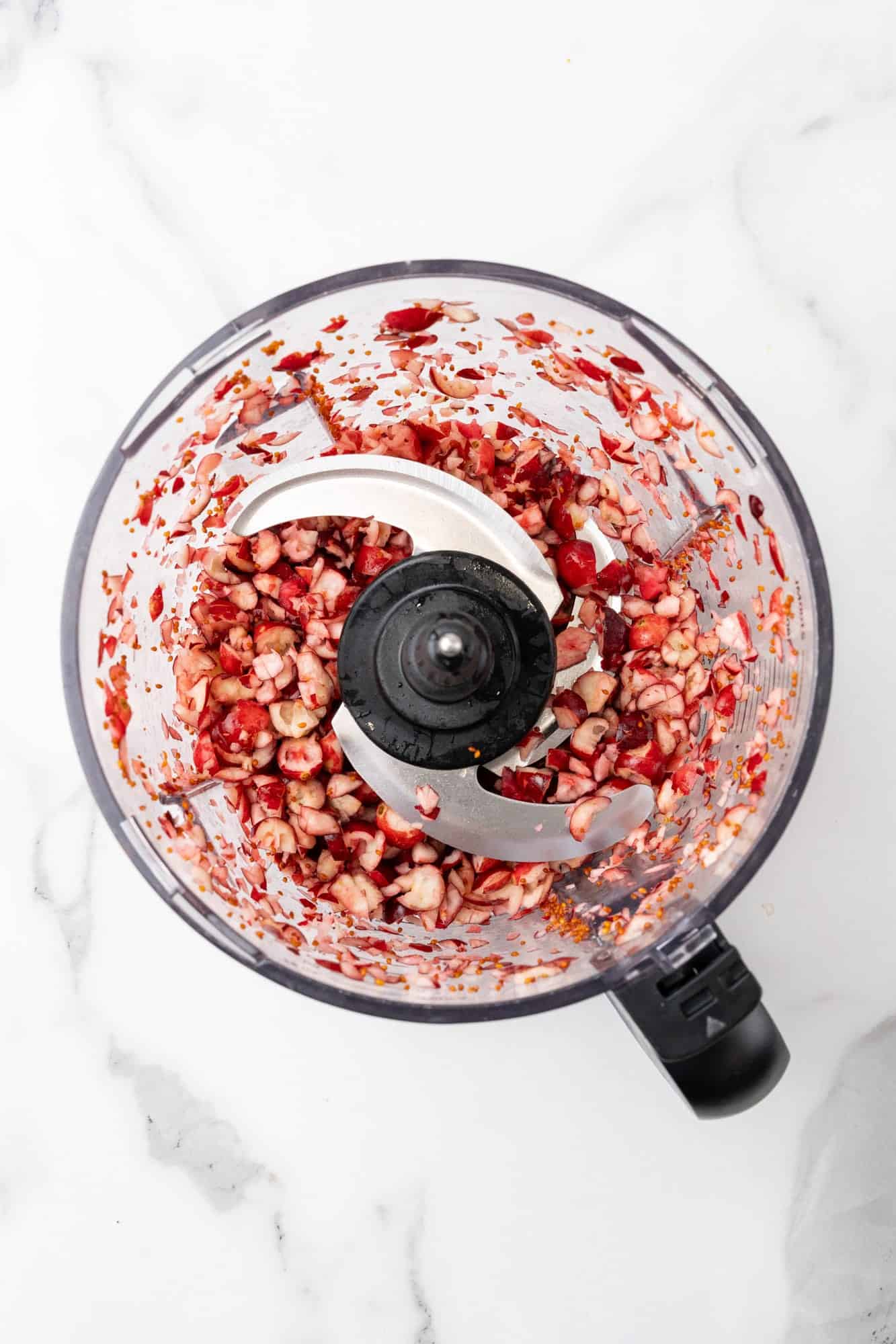raw cranberries chopped into coarse pieces with a food processor. 