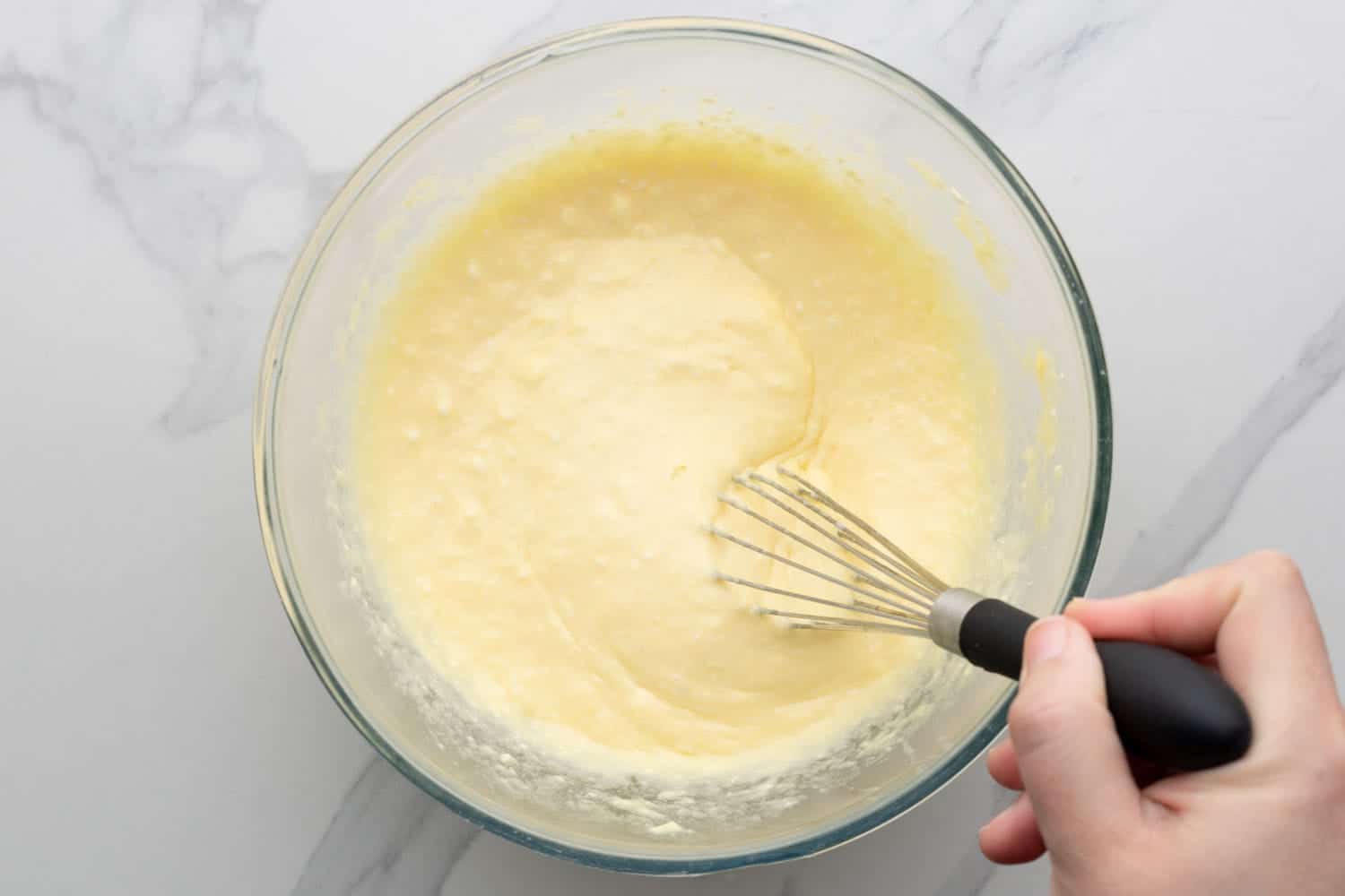 Cottage cheese pancake mixture before adding flour.